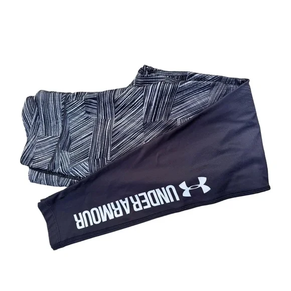 Under Armour Womens Leggings Size M/L Black White Geometric Ombre Activewear Gym - Picture 2 of 12